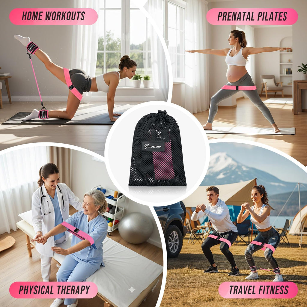 WOQQW Ankle Resistance Bands with Cuffs & Booty Bands Set for Legs & Glutes