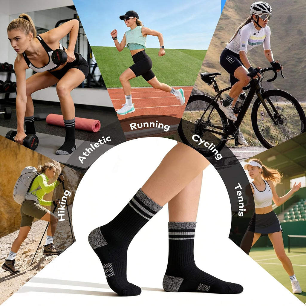 Gonii Women Athletic Cushioned Crew Socks 5 Pairs