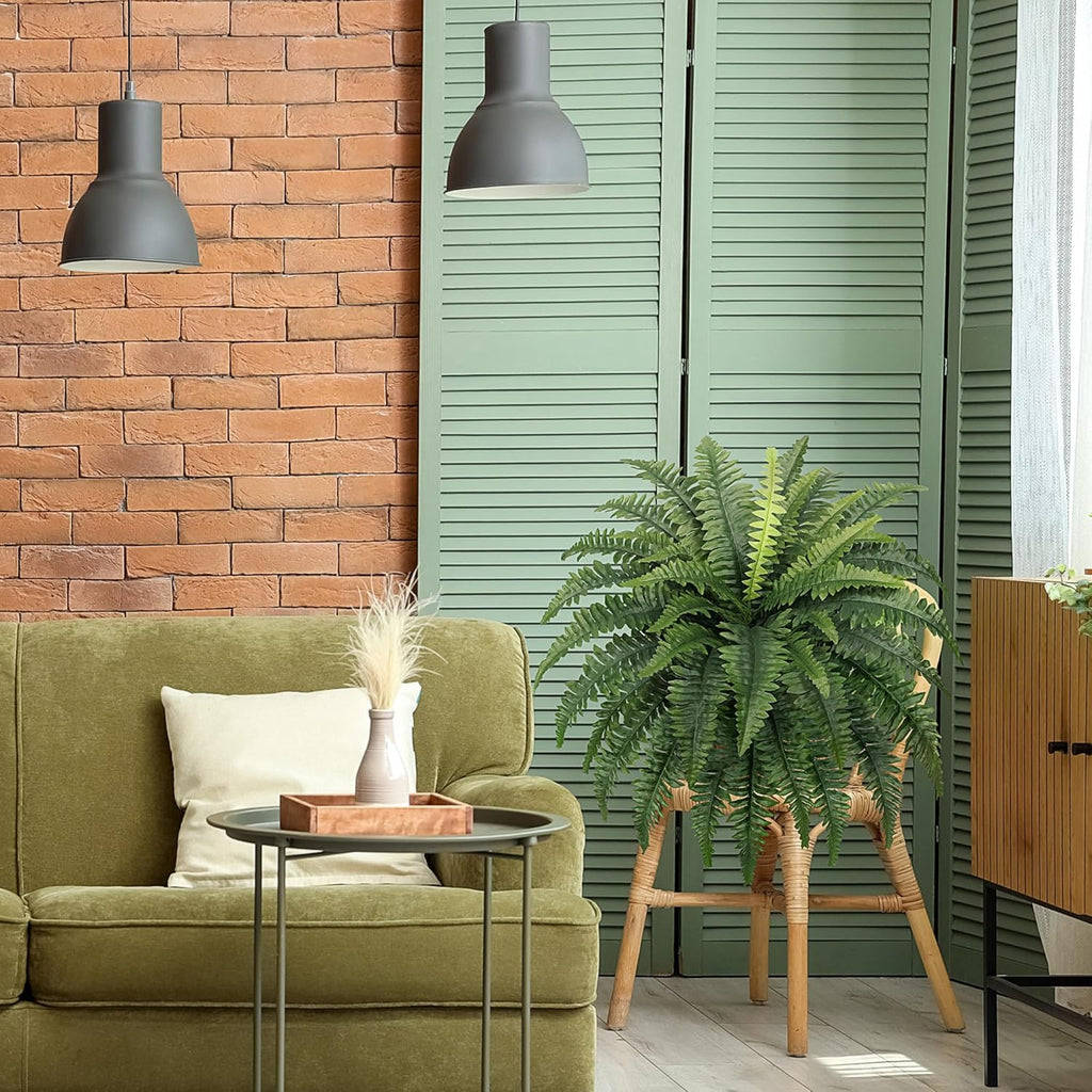 FOREST PRINCE 35" Fake Ferns Artificial Bush Plants for Outdoors, 2-Pack