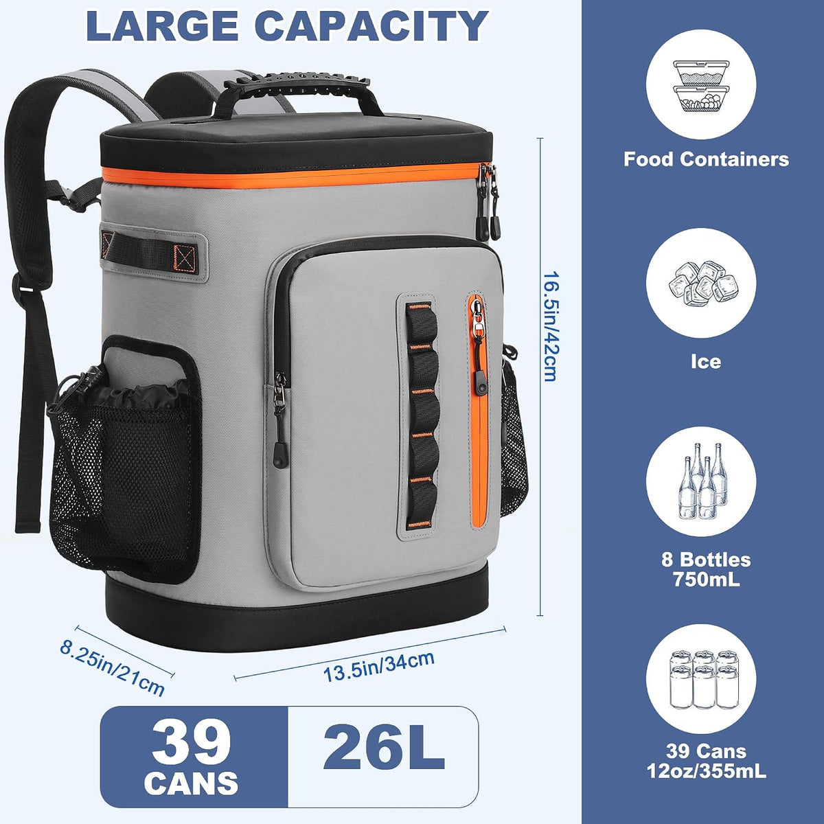 39 Can Insulated Backpack Cooler, Waterproof, Leak Proof