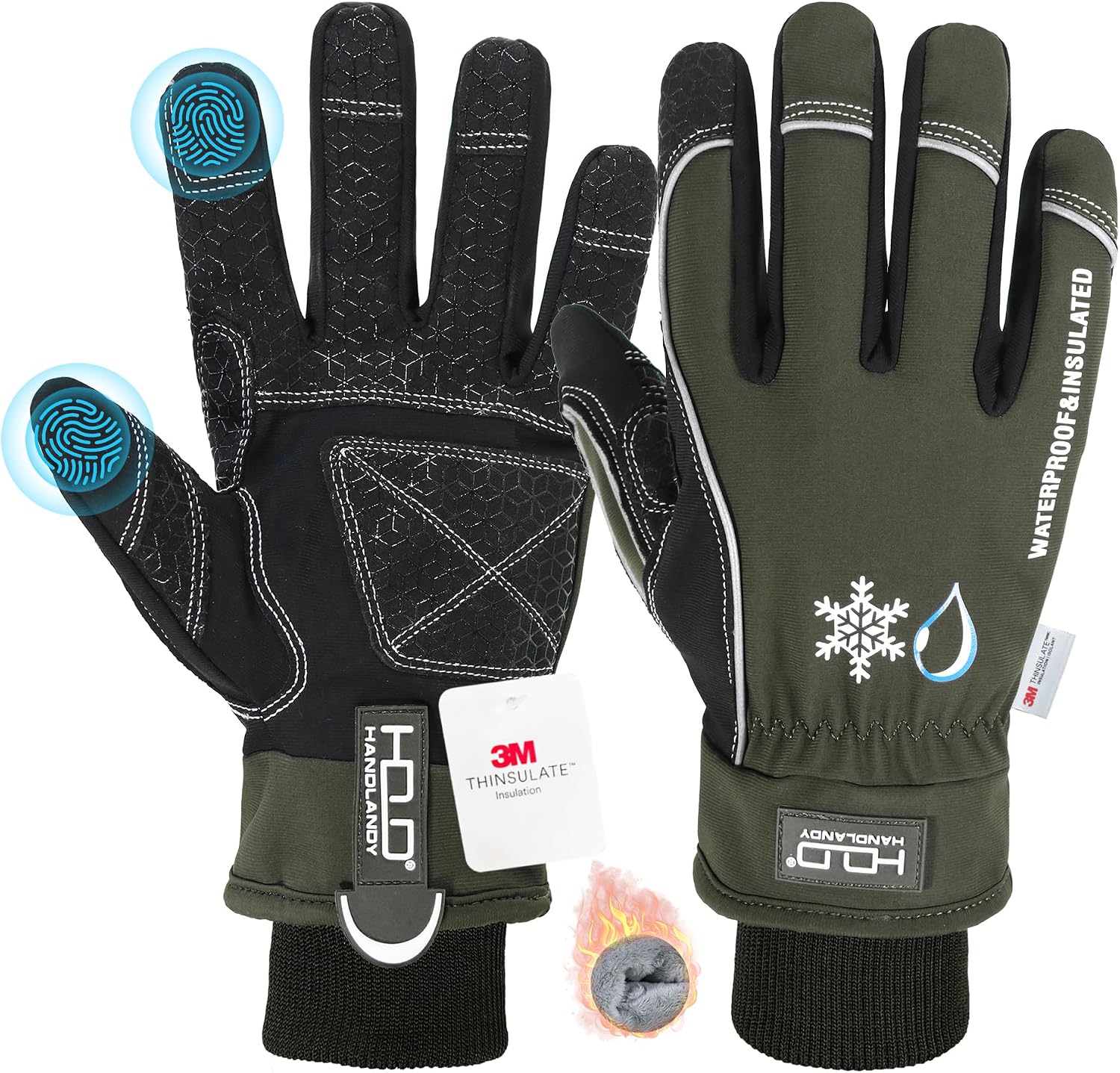HANDLANDY Winter Work Gloves, 3M Thinsulate Waterproof Insulated Glove for Men Women