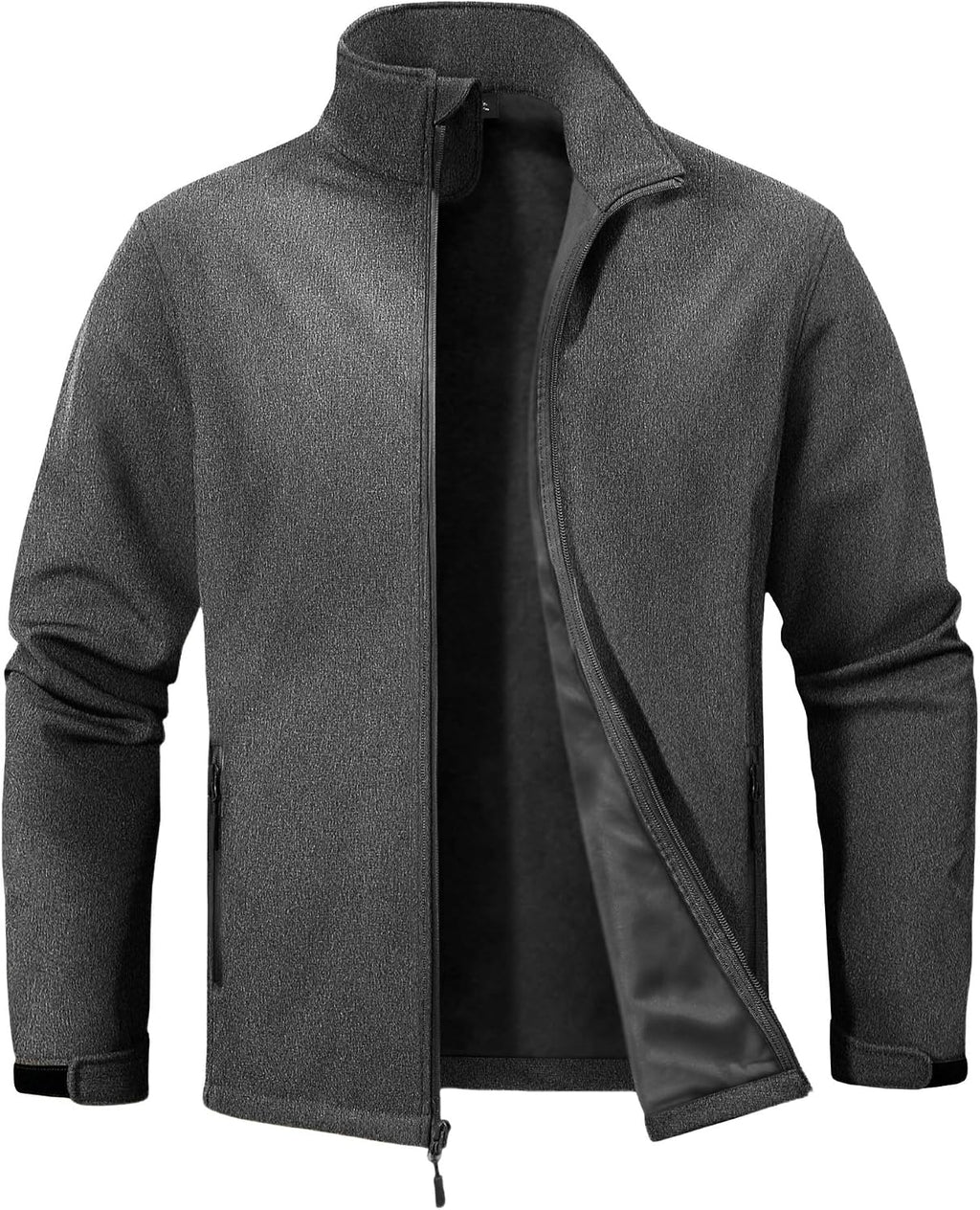 ZITY Men's Softshell Jacket Fleece Lined Lightweight Waterproof Rain Jacket Zip Up Soft Shell Windproof Windbreaker