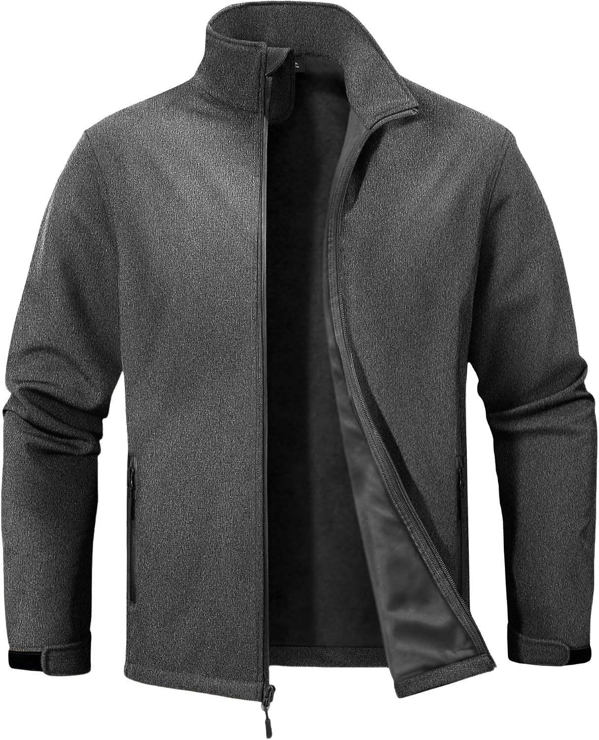 ZITY Men's Softshell Jacket Fleece Lined Lightweight Waterproof Rain Jacket Zip Up Soft Shell Windproof Windbreaker