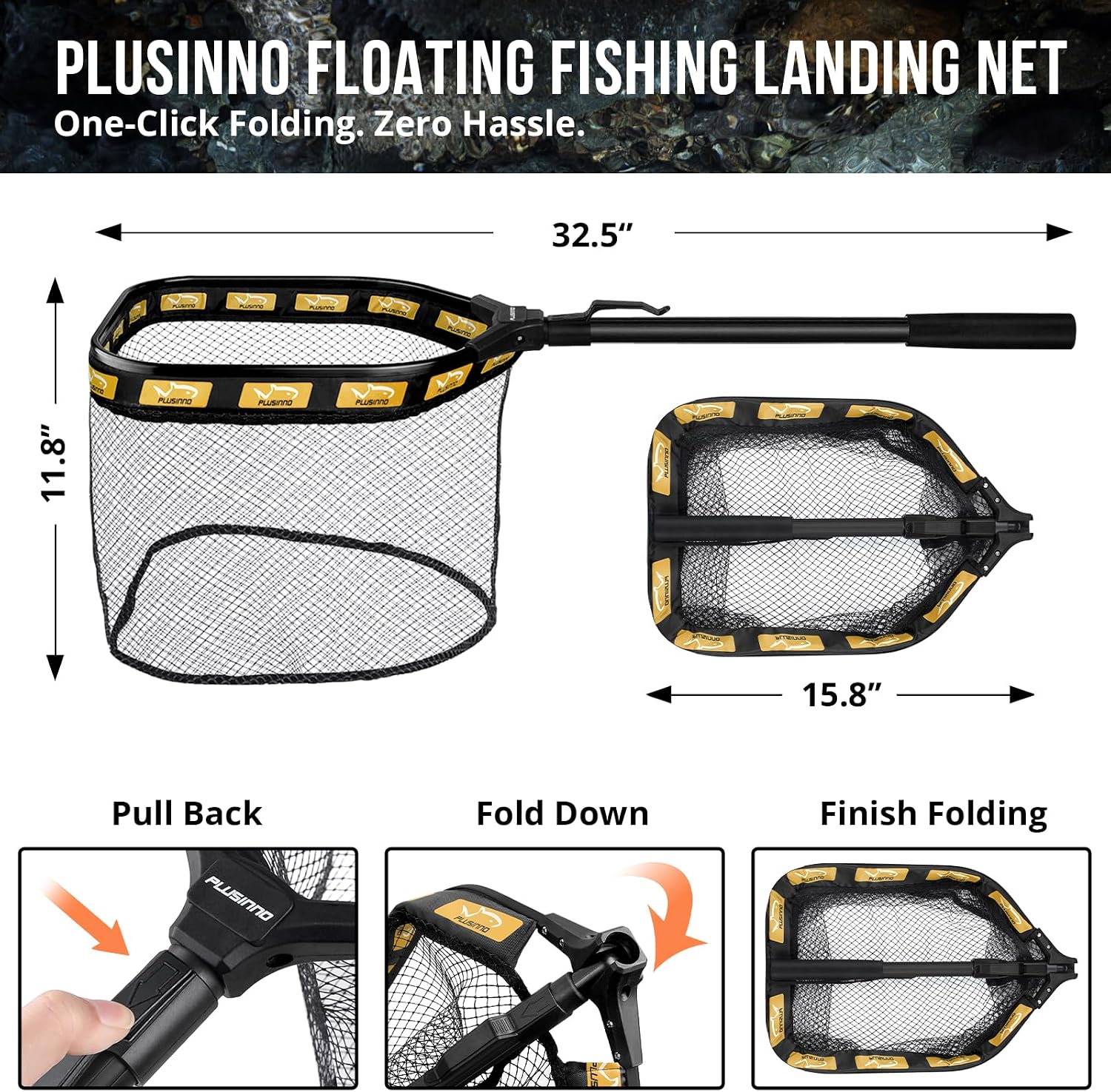 PLUSINNO Fishing Backpack with Fishing Net & Tackle Box, Tackle Bag