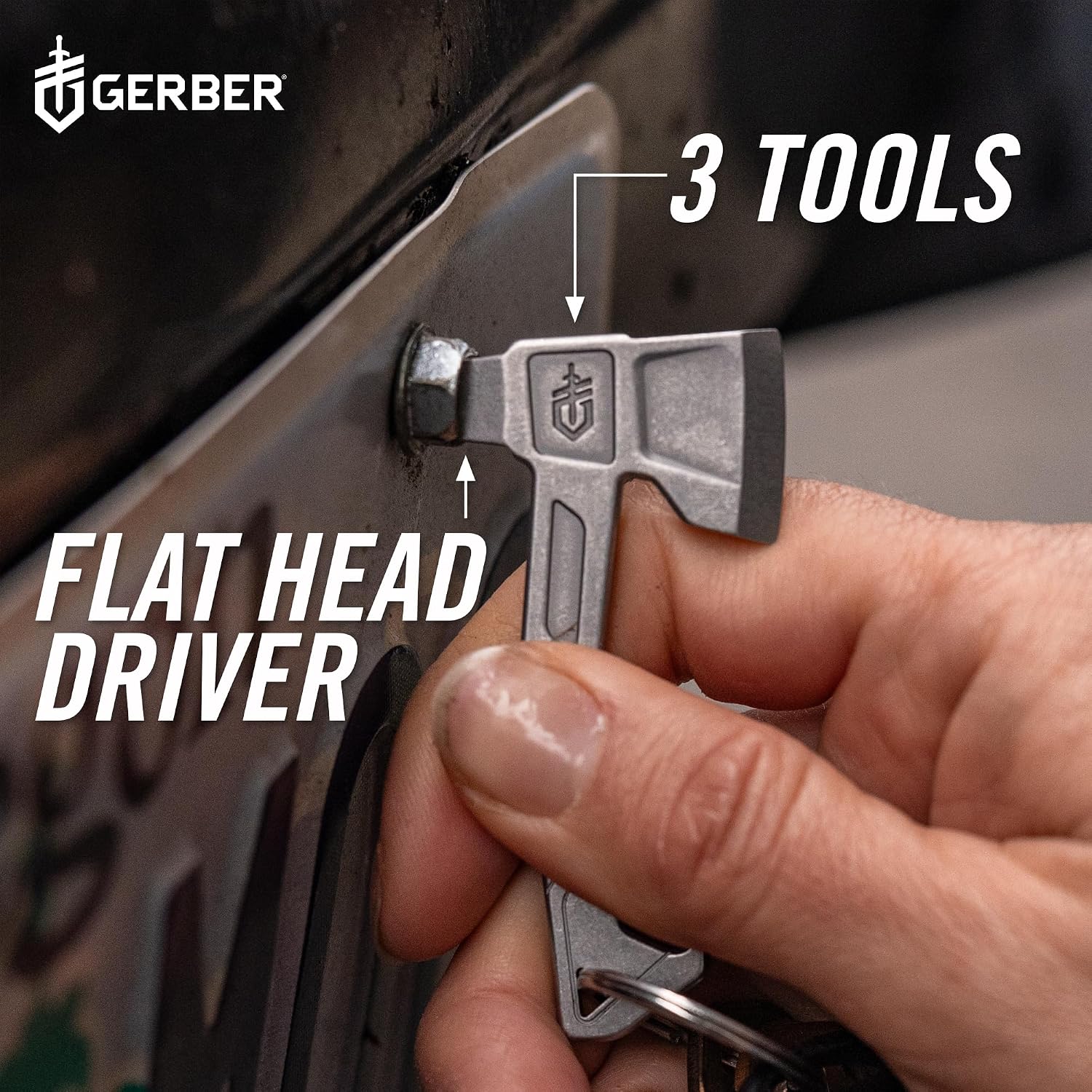 Gerber Gear Hatchet Keychain 3-in-1 Multitool, Clips to Pocket or Keychain with Bottle Opener, Flathead Driver, Package Opener, EDC Gear for Everyday Carry