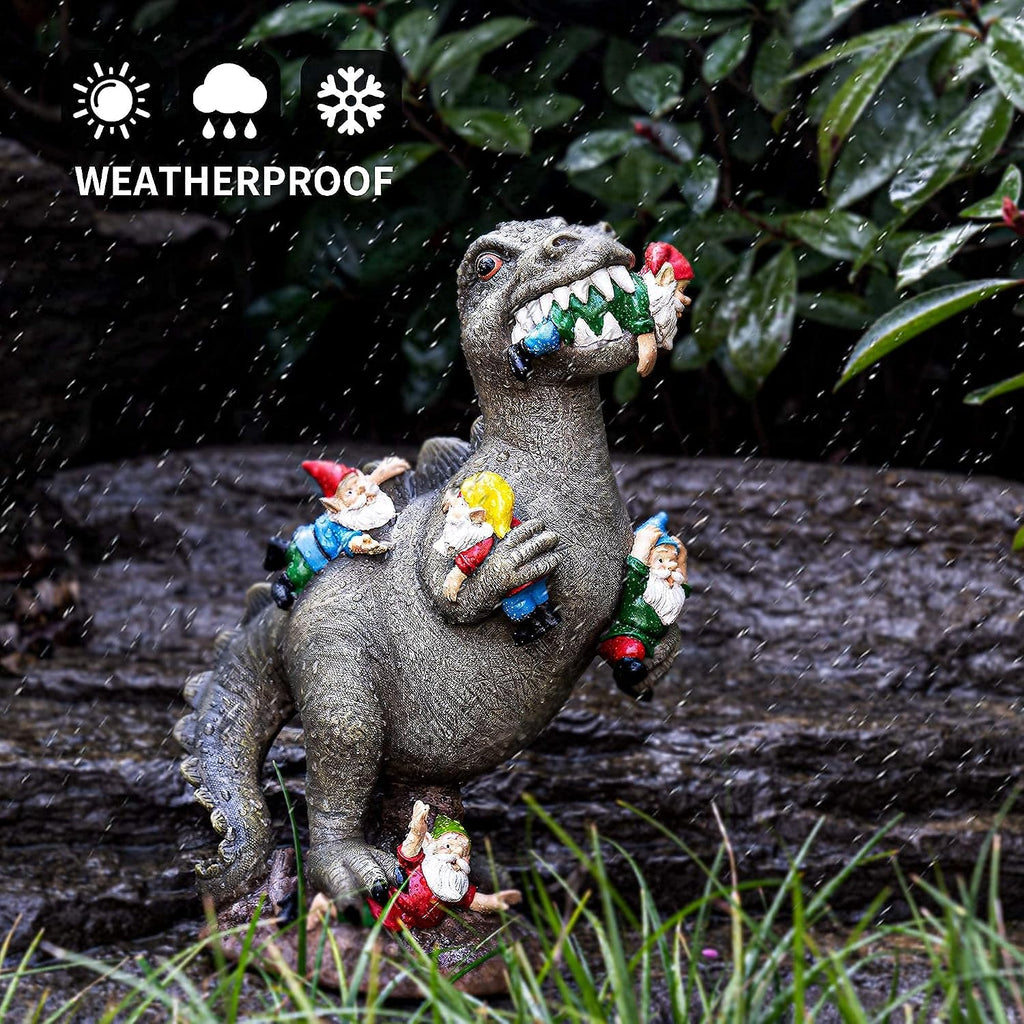 SOWSUN 14" Garden Gnomes Statue Dinosaur Outdoor Decor Gifts for Women