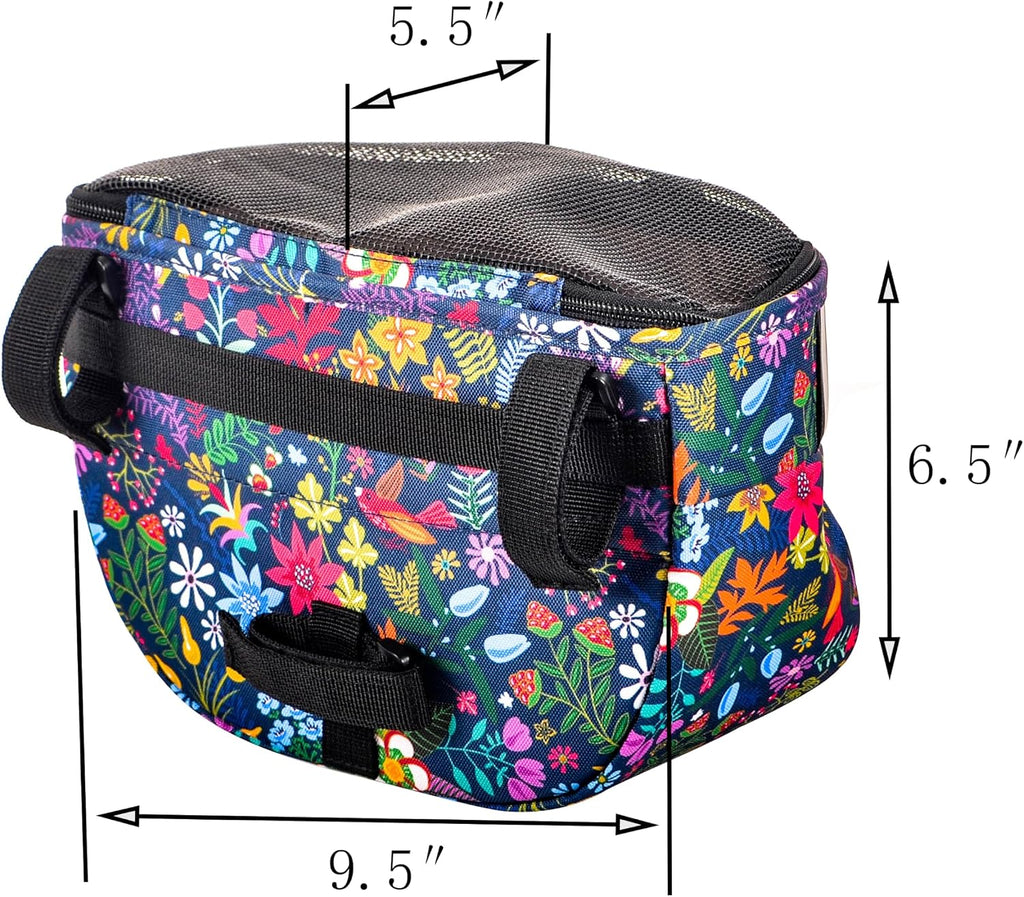 Remobia Hicol Kids Bike Basket,Durable Front Frame Bicycle & Scooter Basket Bag,Waterproof Fabric Bicycle Handlebar Bag for Boys, Girls, Toddlers with Zipper Mesh Lip(Flower)