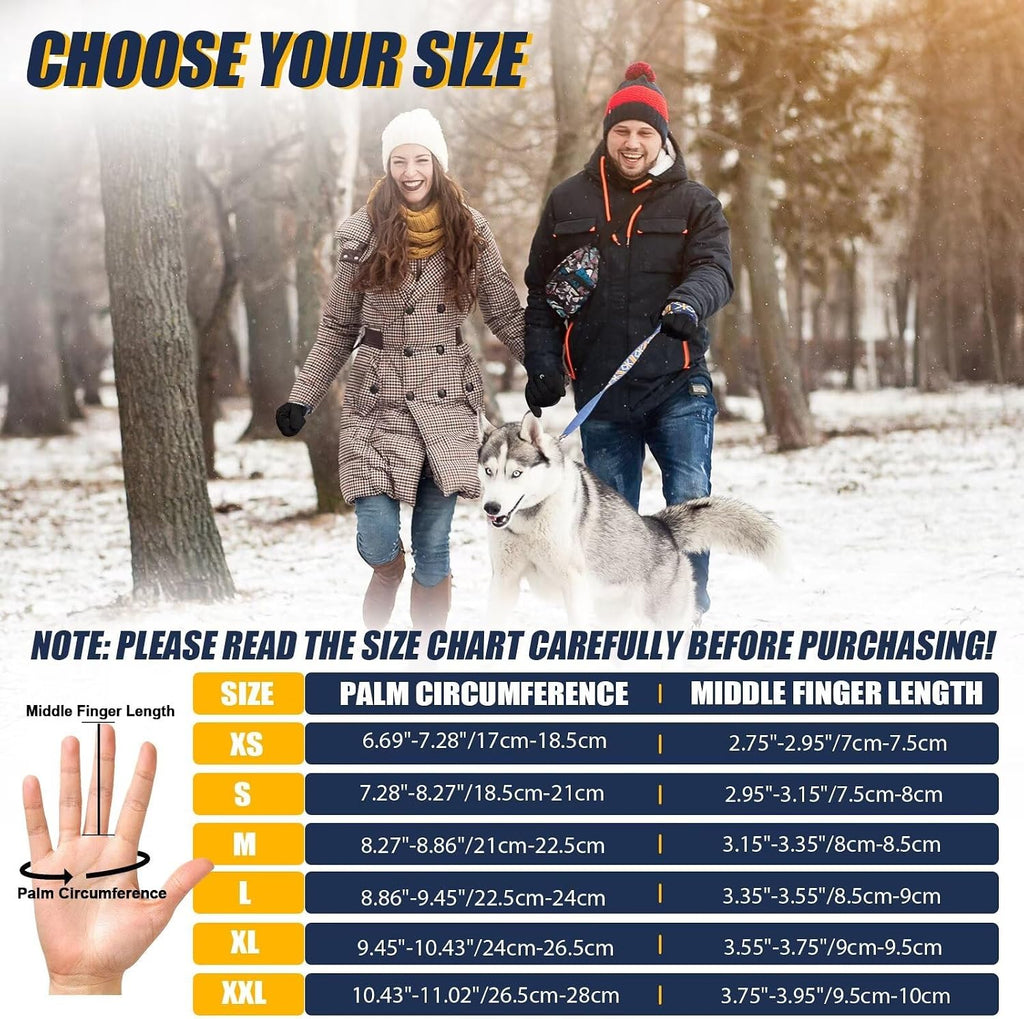 Pixel Panda Winter Gloves for Men Women Warm Touchscreen Gloves for Cold Weather for Cycling, Driving, Running, Hiking, Work