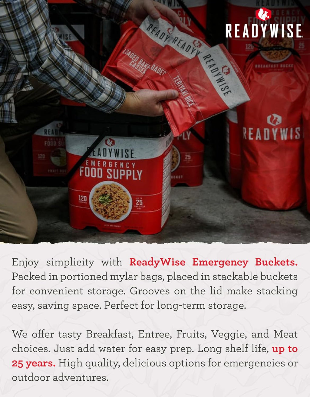 READYWISE Emergency Food Supply Fruit & Vegetables Bucket, 104 Servings