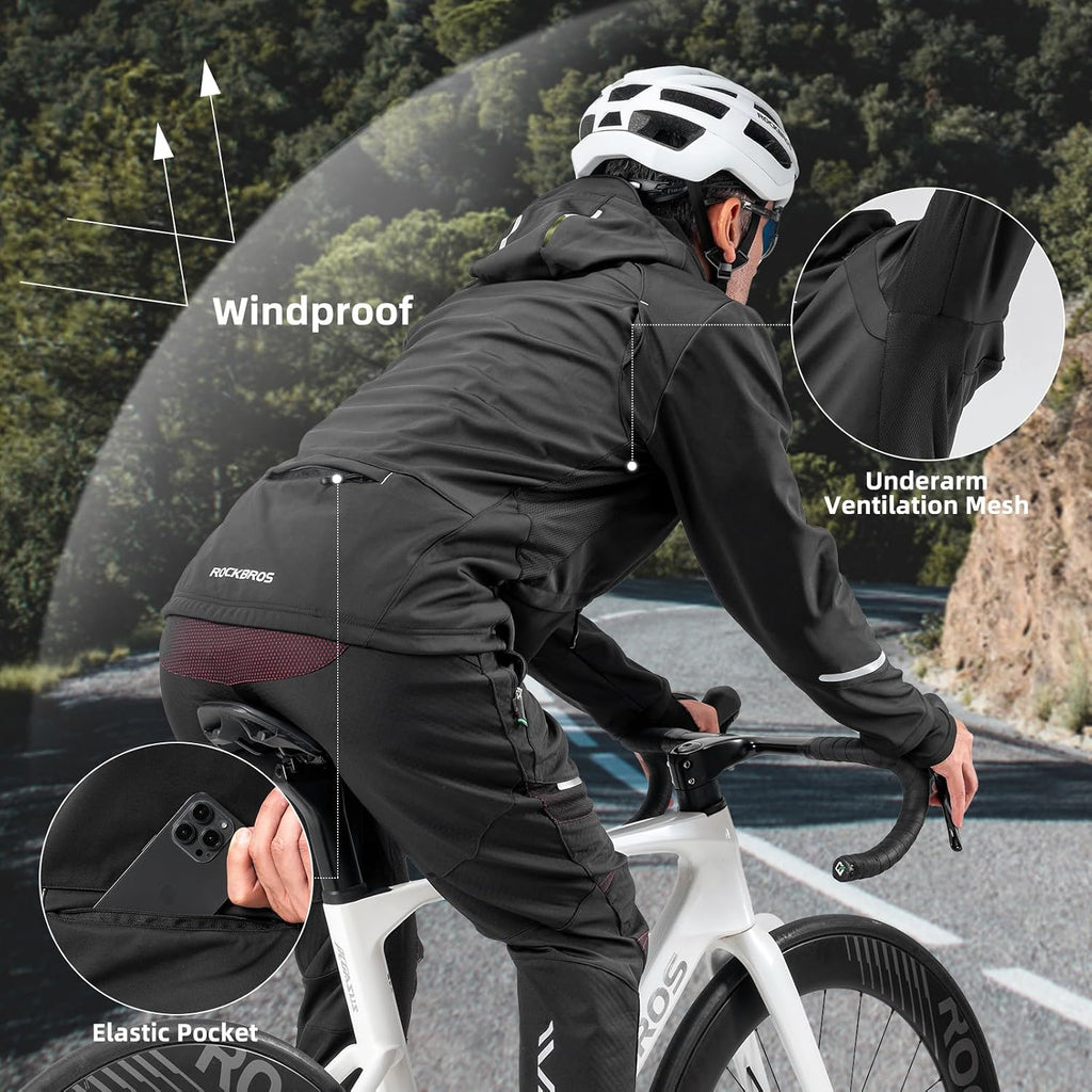 ROCKBROS Cycling Jackets for Men Thermal Windproof Cold Weather MTB Hiking