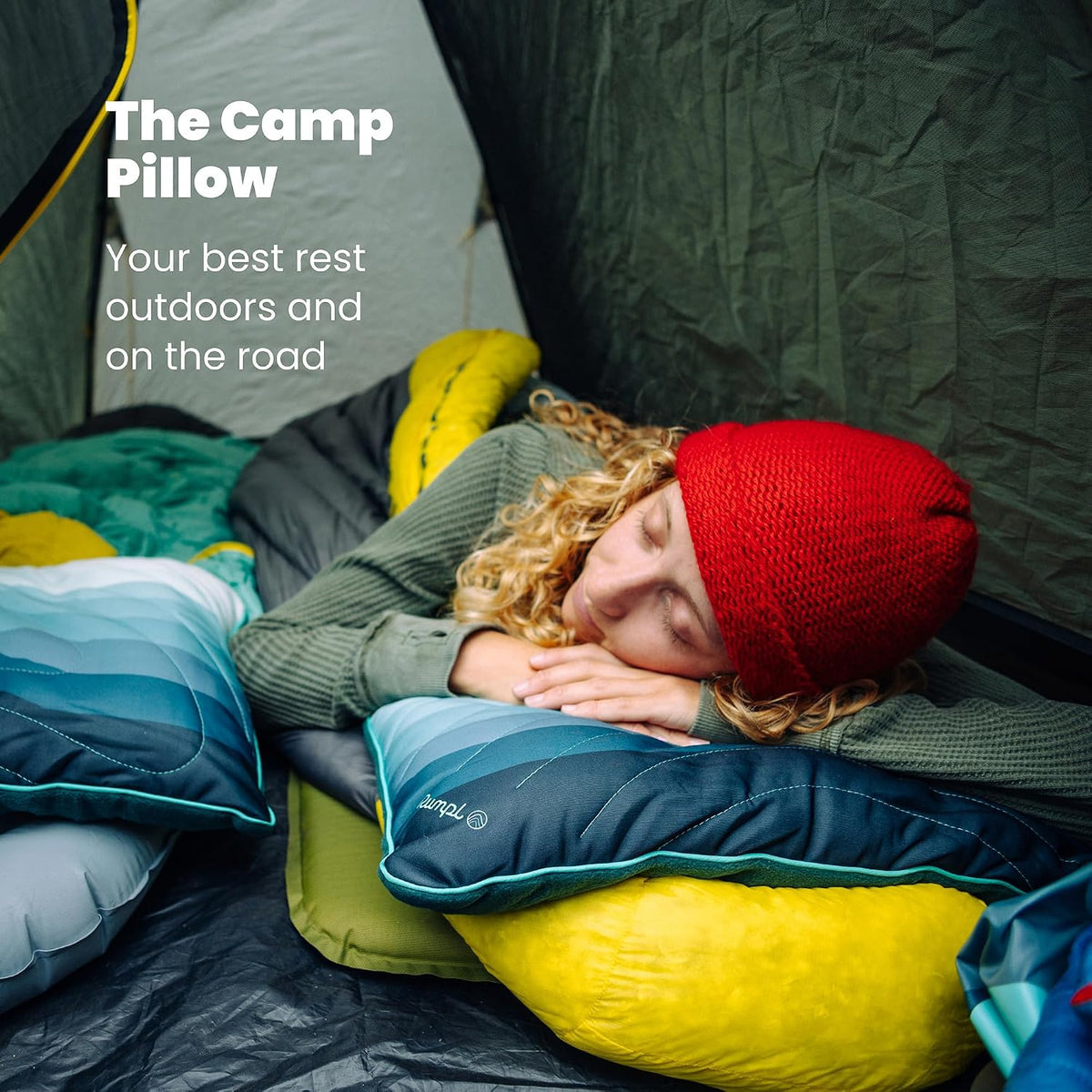 Rumpl Camp Pillow - Packable, Adjustable Comfort, Cascade Fade