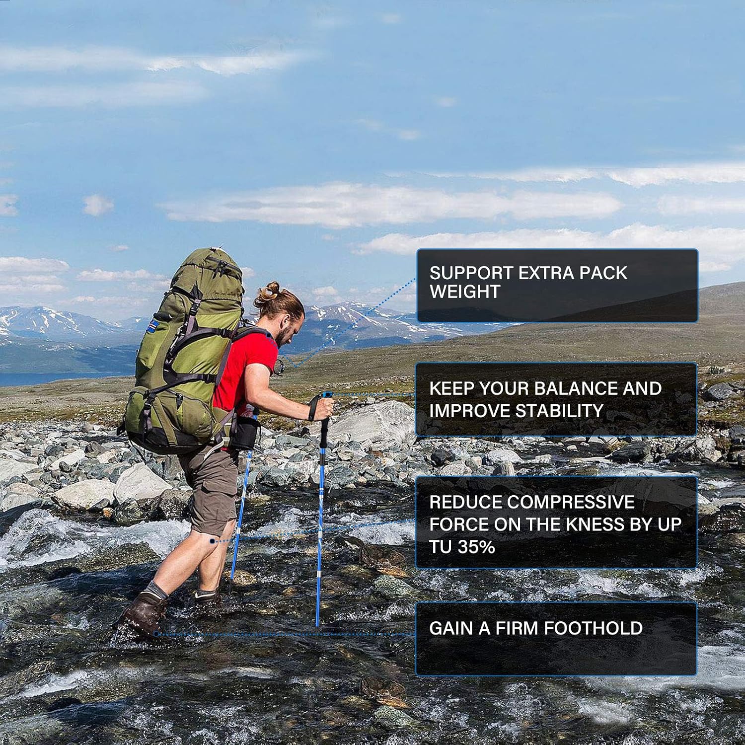 BISINNA Lightweight Collapsible Trekking Poles Folding Hiking Sticks | 2pc set,Aircraft-Grade Aluminum ,Quick Lock System ,EVA grip Telescopic Adjustable Walking Stickls for Men Women Seniors