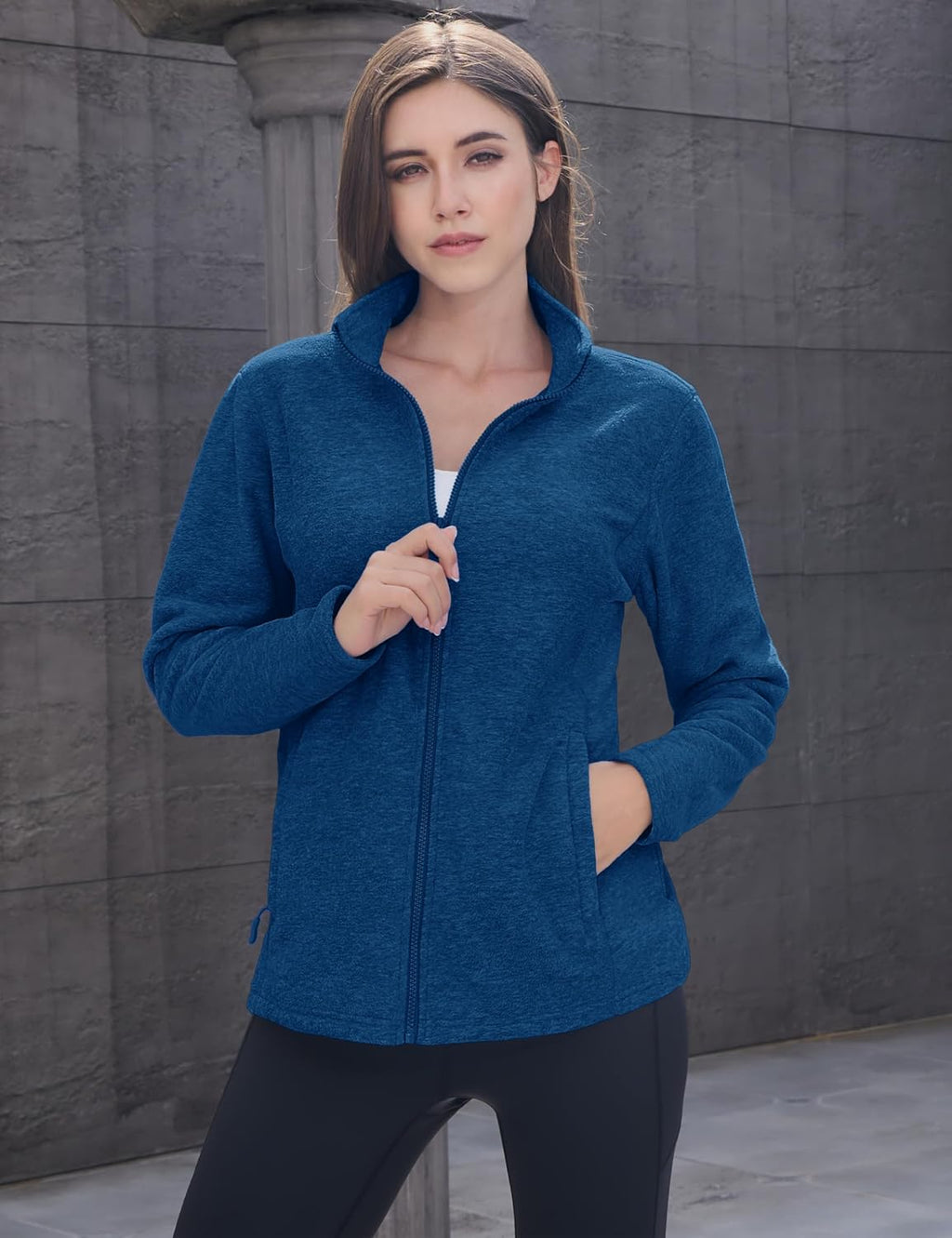 MAGCOMSEN Womens Fleece Zip Up Jacket with Pockets Lightweight Soft Coat