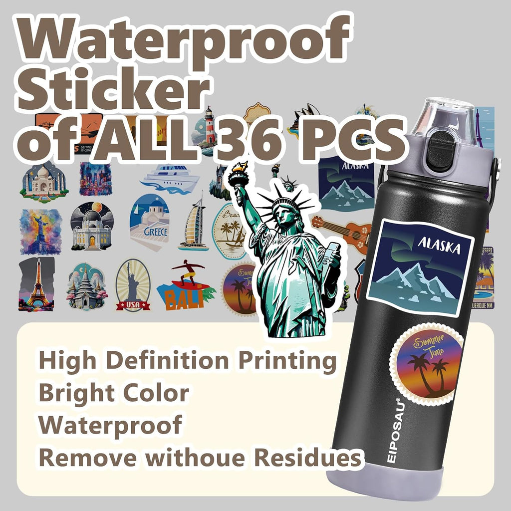 Insulated Water Bottle with Lid & Boot & Stickers, 24 oz