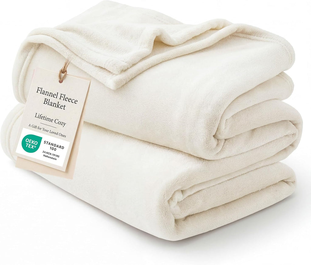 Bedsure GentleSoft Cream Throw Blanket for Couch - 300GSM Soft Cozy Fleece Blankets for Home Decor Gifts Throws for Travel Camping 50x60 Inches
