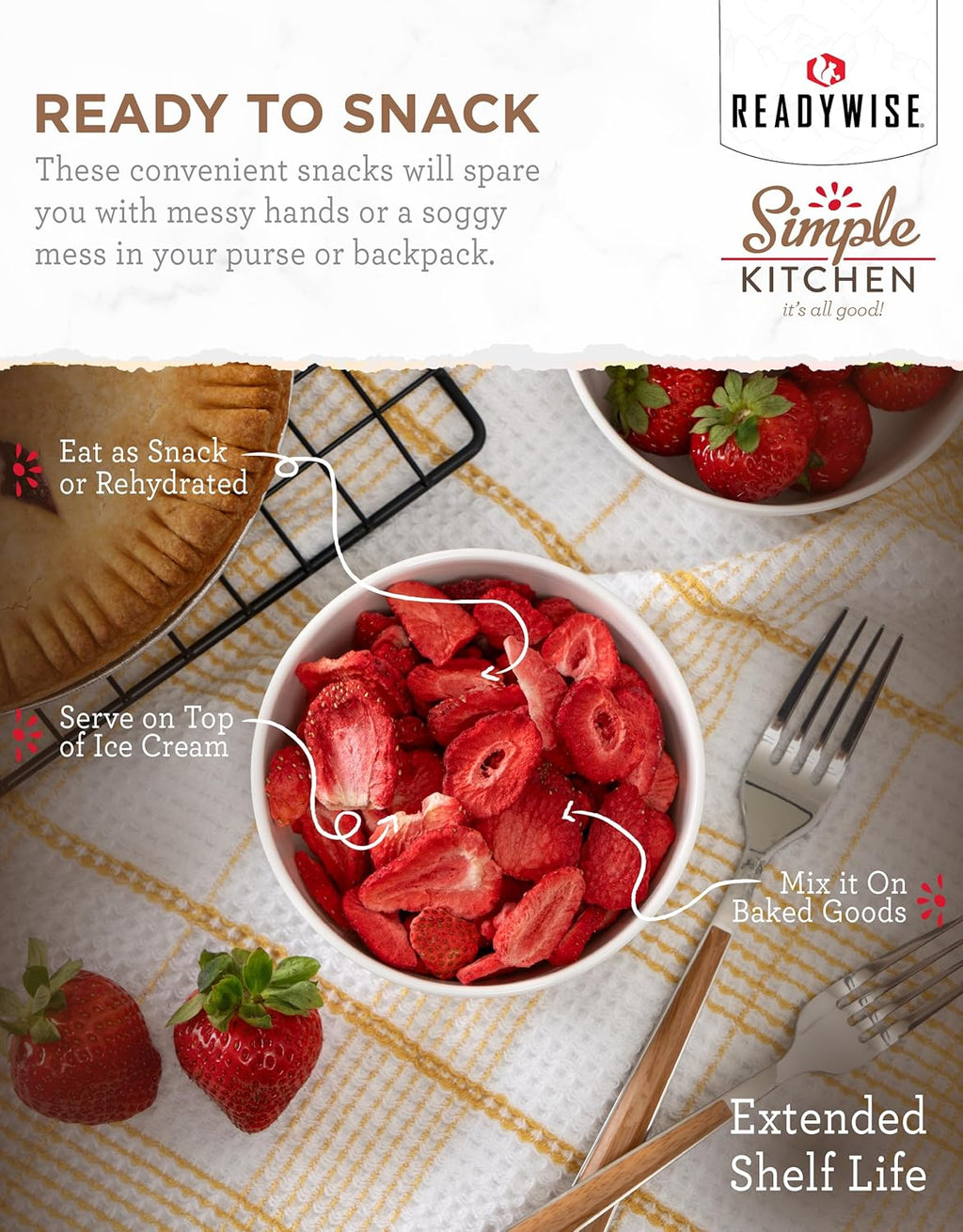 SIMPLE KITCHEN Camping and Outdoors Freeze Dried Strawberries 18 Servings
