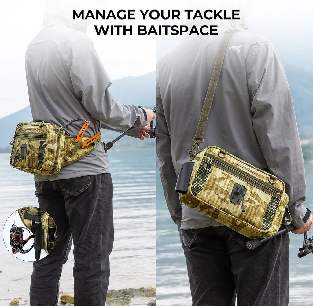 KastKing BaitSpace Waist Bag, Fishing Fanny Pack with Rod Holder