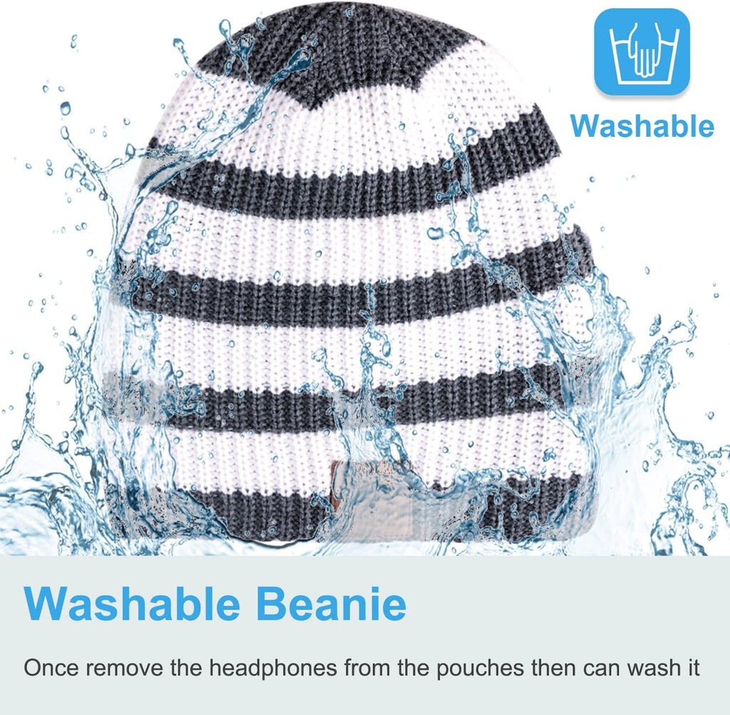 Rotibox Bluetooth Beanie Hat with Headphones for Outdoor Sports Xmas Gifts
