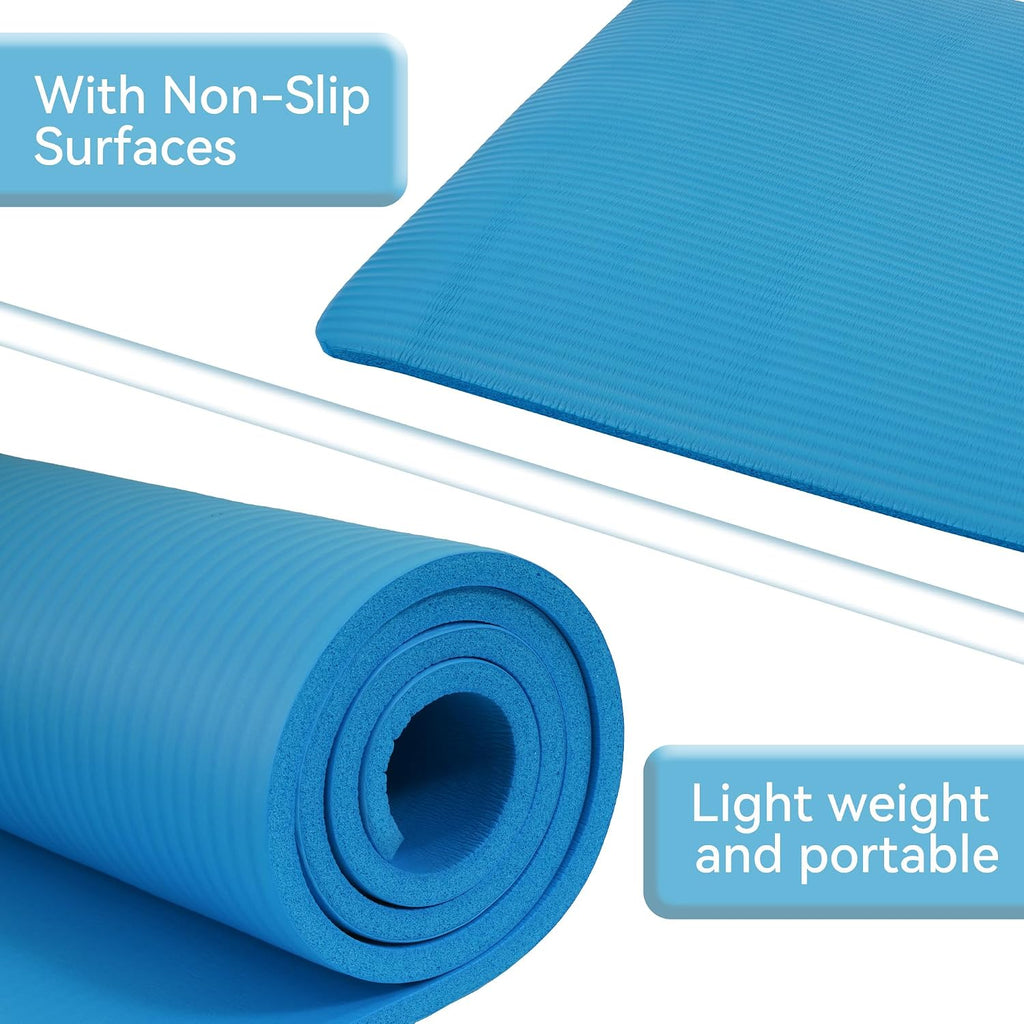 Fitvids 1/2-inch Thick High Density Exercise Yoga Mat with Carrying Strap