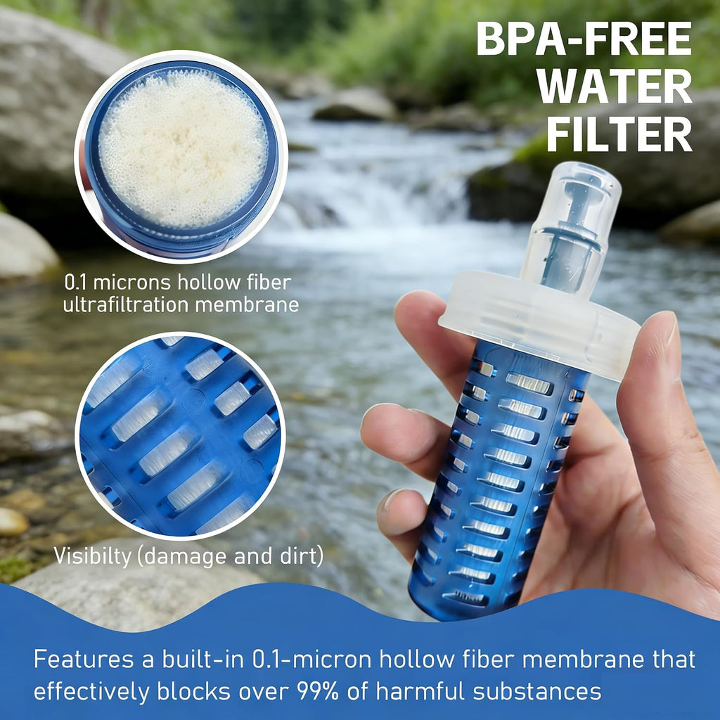 AXEN Collapsible Water Bottle with Filter for Hiking Travel, 1000ml Clear