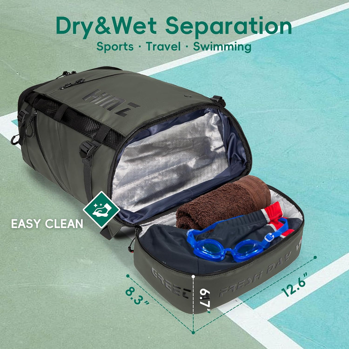 Lunch Backpack Cooler Compartment Insulated, Green