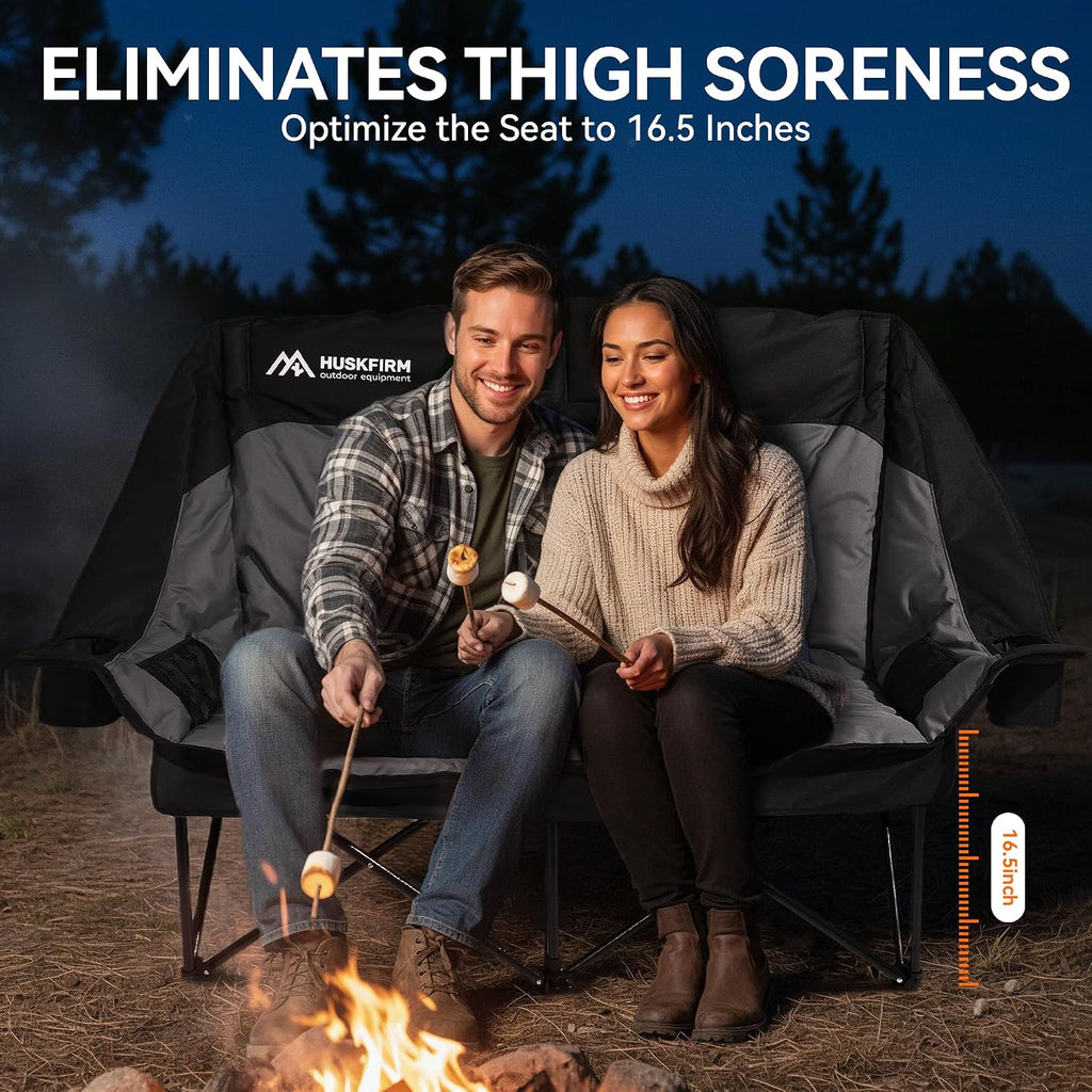 Huskfirm High Back Double Camping Chair 2 Person Camping Chair Black