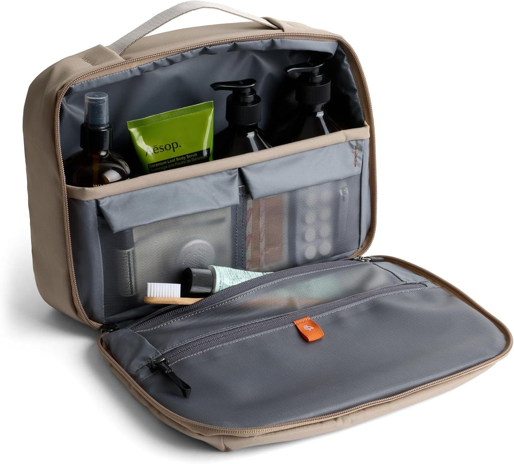 Bellroy Hanging Toiletry Kit Plus 8L, Travel Toiletry Bag - Stone