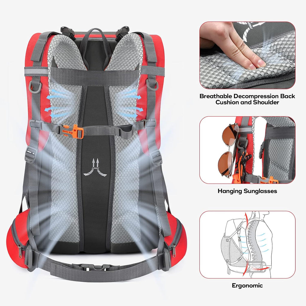 Maelstrom 40L Hiking Backpack, Lightweight Camping Daypack with Rain Cover