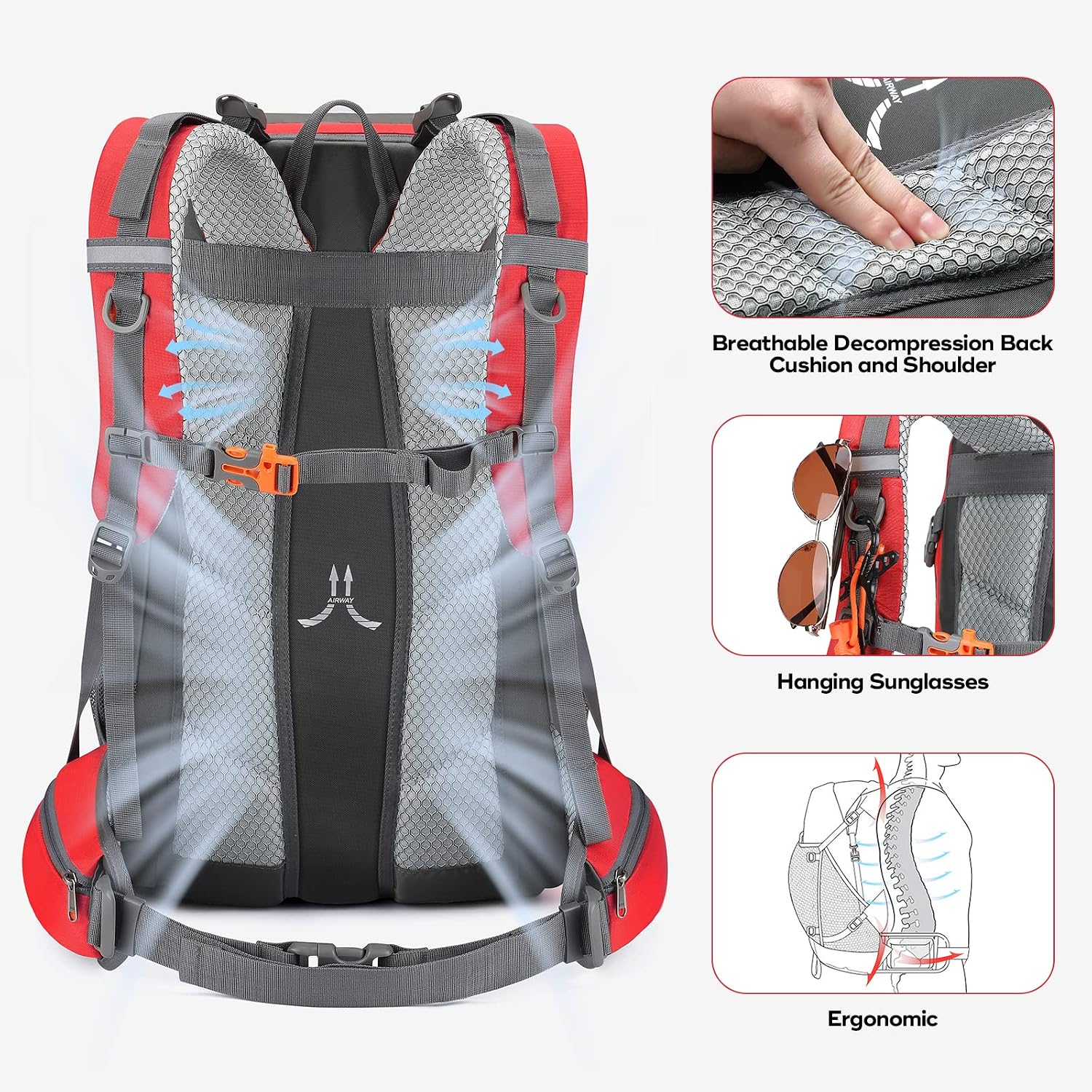 Maelstrom 40L Hiking Backpack, Lightweight Camping Daypack with Rain Cover