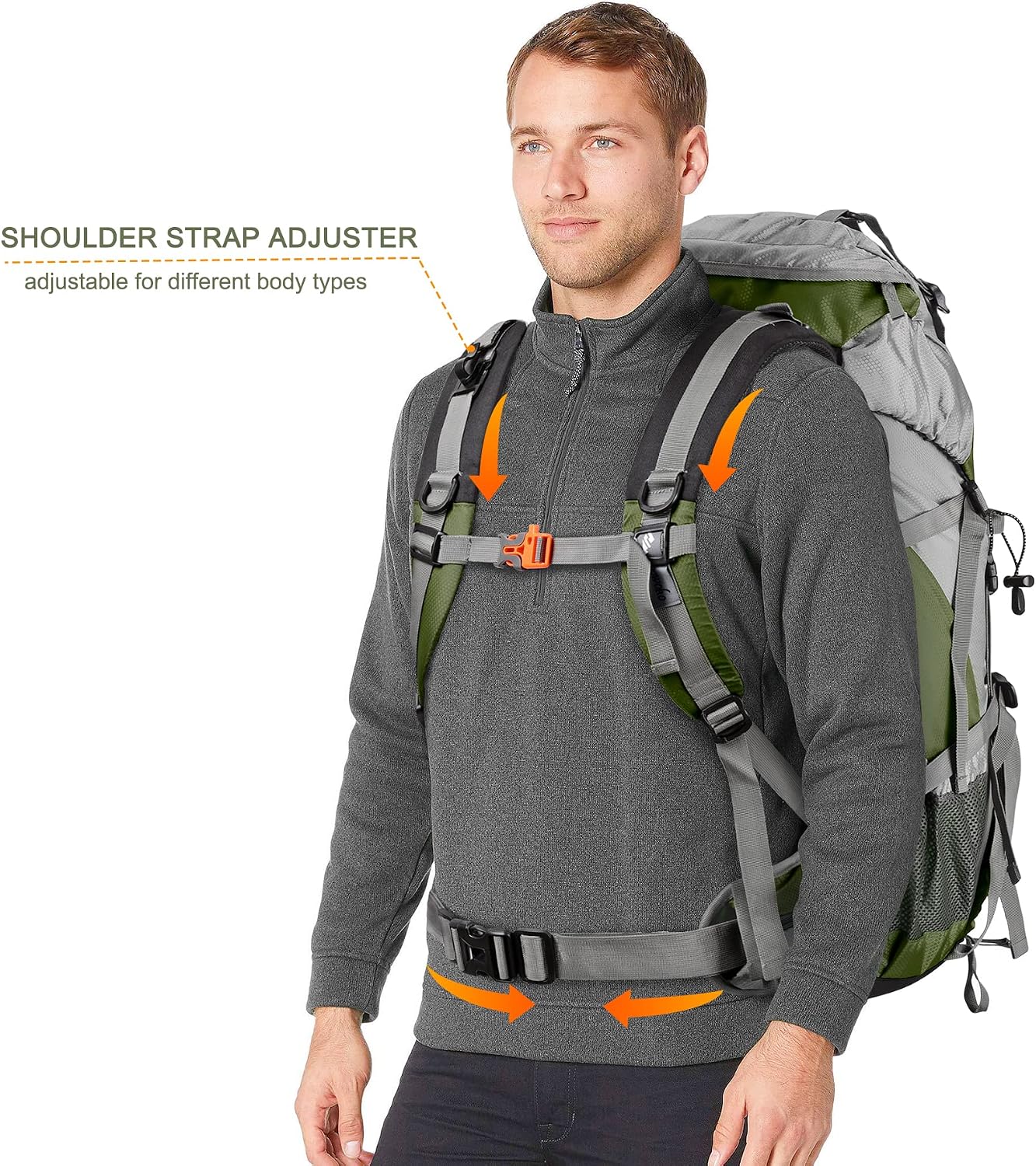 Loowoko 50L Hiking Backpack with Rain Cover for Both Men & Women