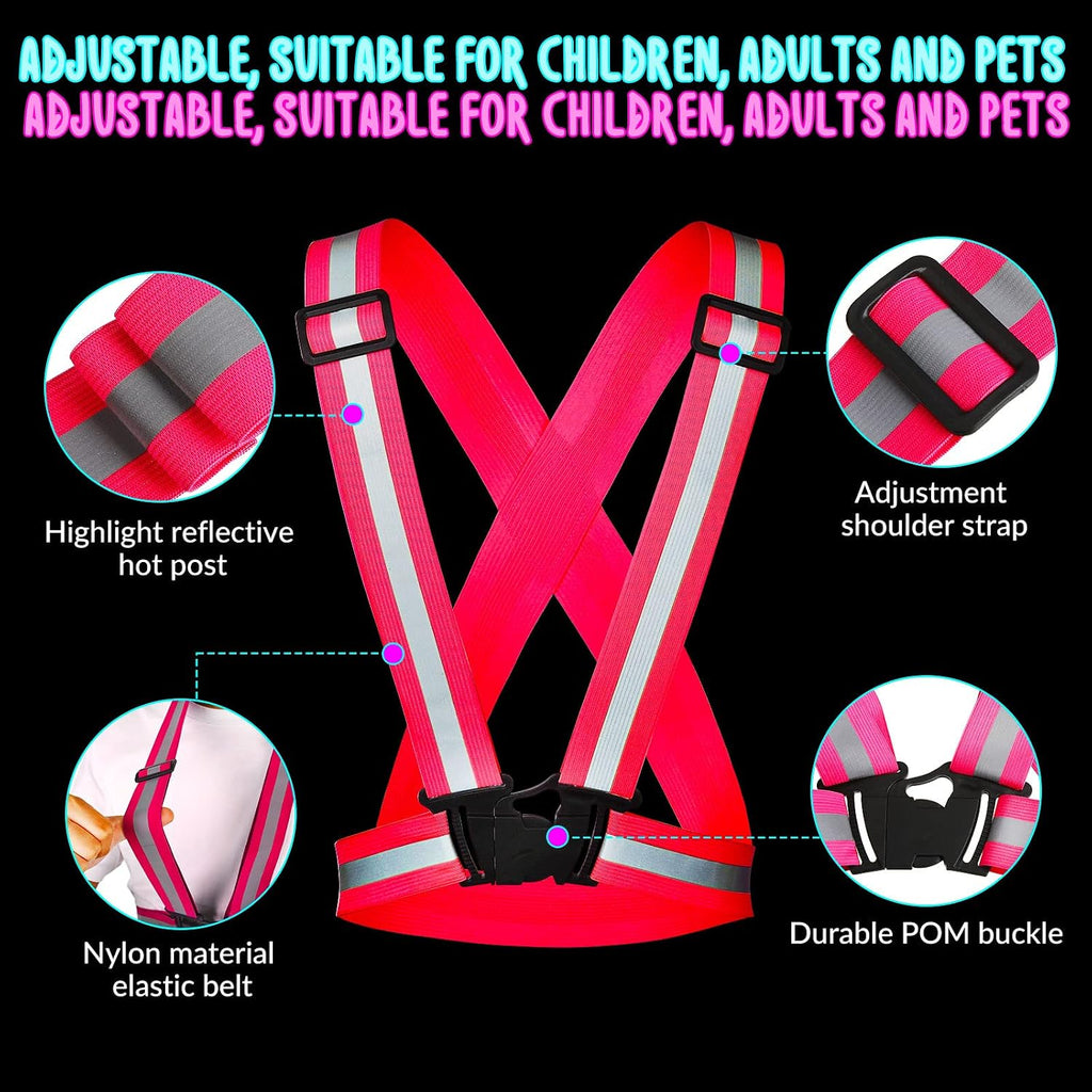 Macarrie 15 Pcs High Visible Reflective Running Vest Bulk Adjustable Safety Vest Elastic Straps Gear Night Walking Outdoor