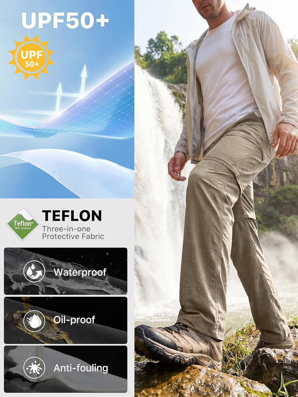 FREE SOLDIER Men's Convertible Hiking Pants Outdoor Lightweight