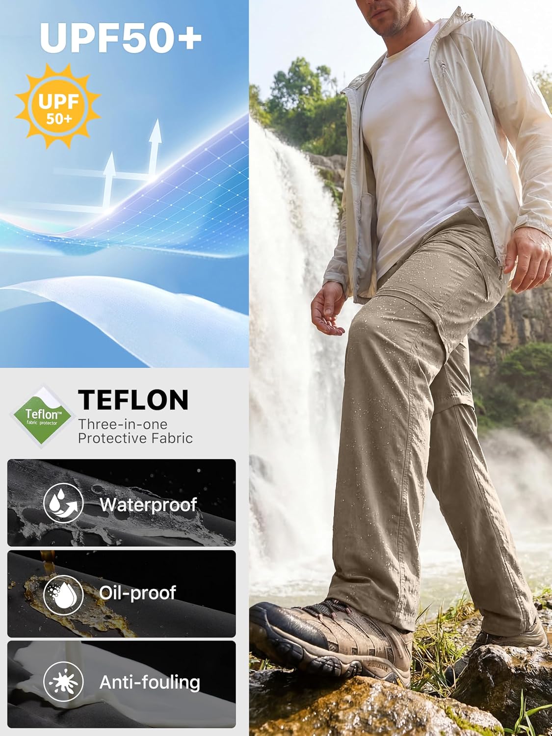 FREE SOLDIER Men's Convertible Hiking Pants Outdoor Lightweight