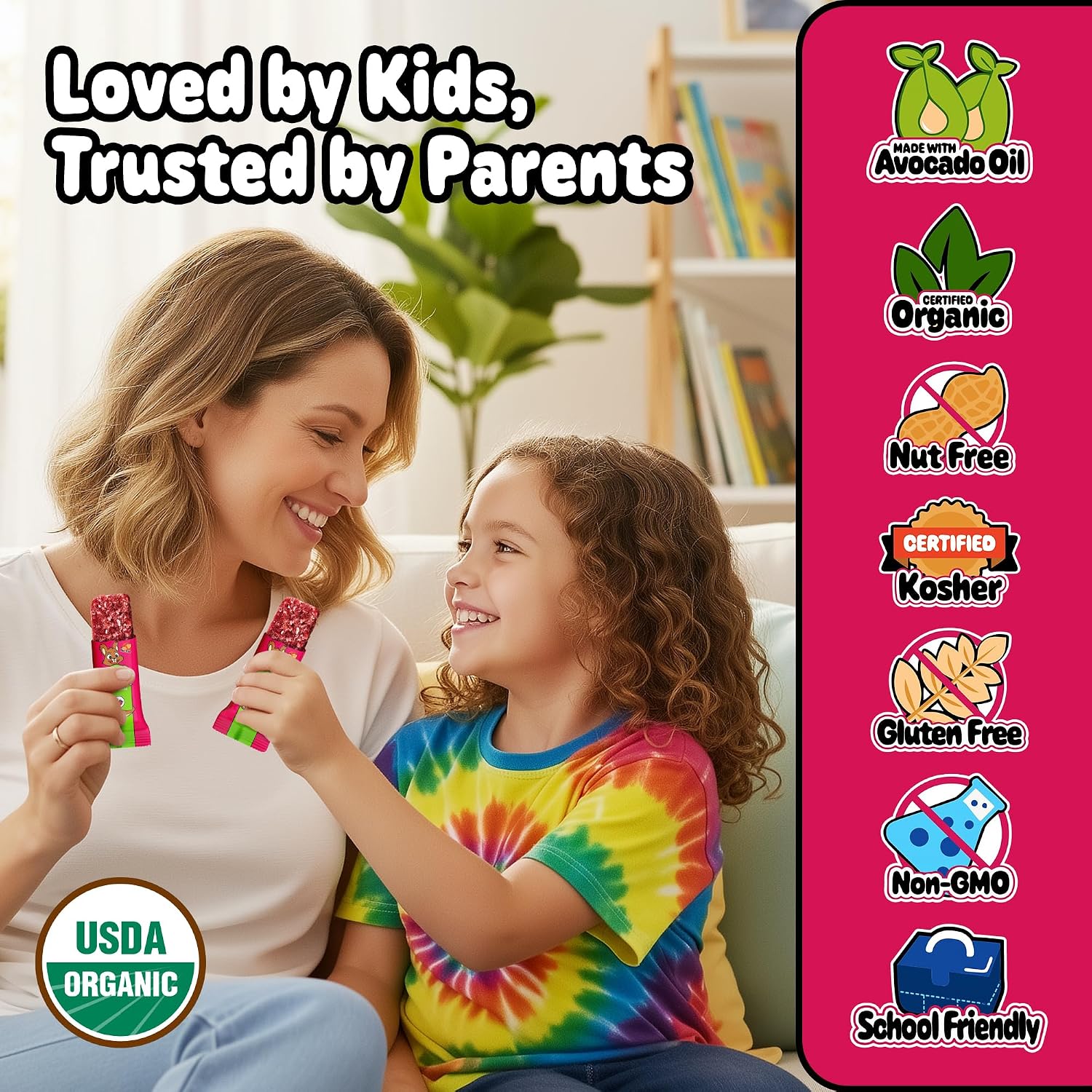 Snakkidz Organic Granola Bars, Strawberry, Seed oil free, 45 Bars