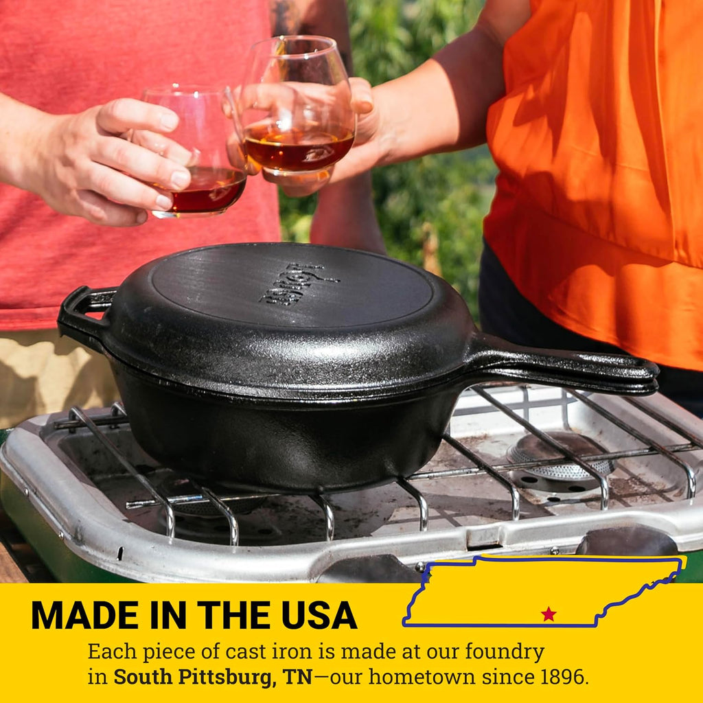 Lodge Cast Iron Combo Cooker, 3.2 Quart Deep Pot & 10.25 Inch Skillet Lid
