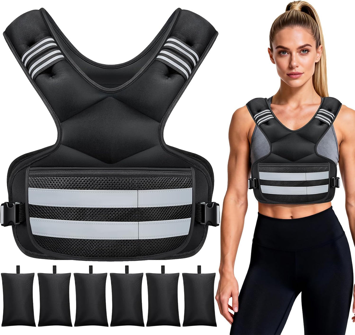 Adjustable Weighted Vest for Women and Men, 4-11lb/11-18lb/20-32lb Vest