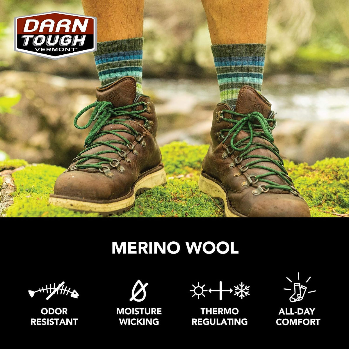 Darn Tough Vermont Men's Light Hiker Micro Crew Lightweight Hiking Socks