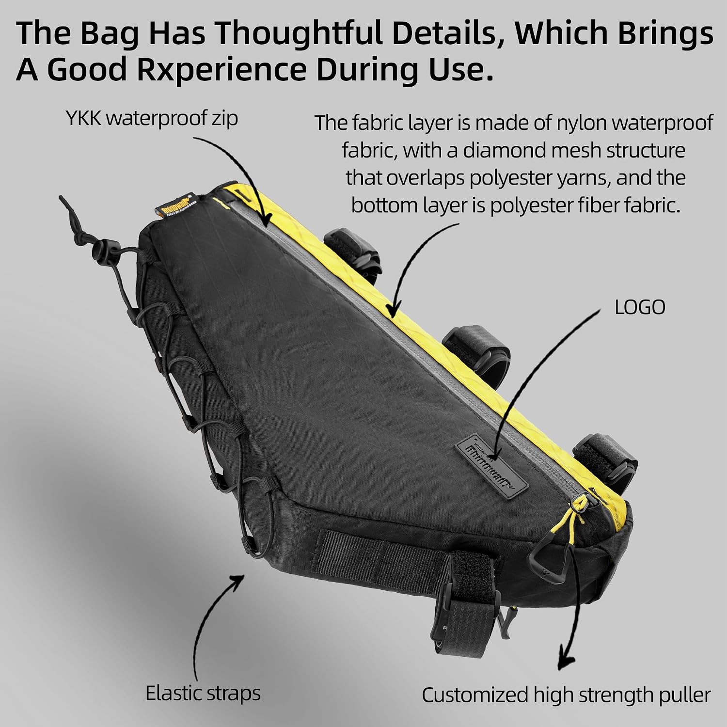 Rhinowalk Bicycle Front Frame Bag Bike Under Top Tube Triangle Bag 2.9L Cycling Accessories Nylon Pack Pouch for MTB Road Bike Cycling Commuting and Outdoor Adventures