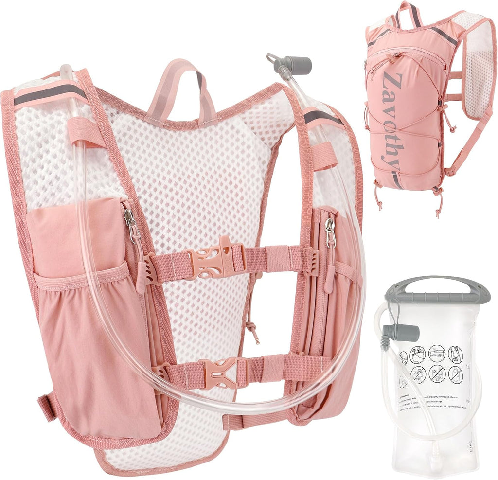 Zavothy Hydration Vest Pack with 1.5L Water Bladder, Lightweight 6L Hydration Backpack for Running, Hiking & Cycling, Breathable Reflective Hydration Vest for Men & Women