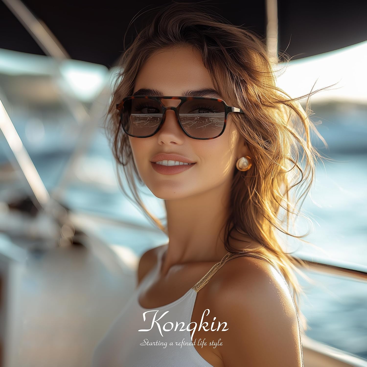 Retro Aviator Sunglasses for Women Men,Trendy Polarized Sun Glasses