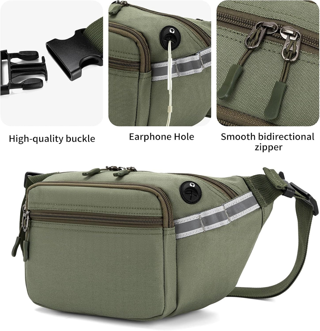 RFID Blocking Fanny Pack for Men Women, 5-Pocket Crossbody Hip Waist Bag