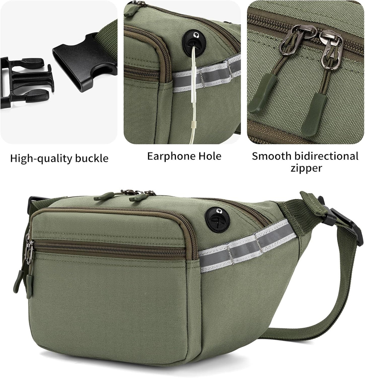 RFID Blocking Fanny Pack for Men Women, 5-Pocket Crossbody Hip Waist Bag