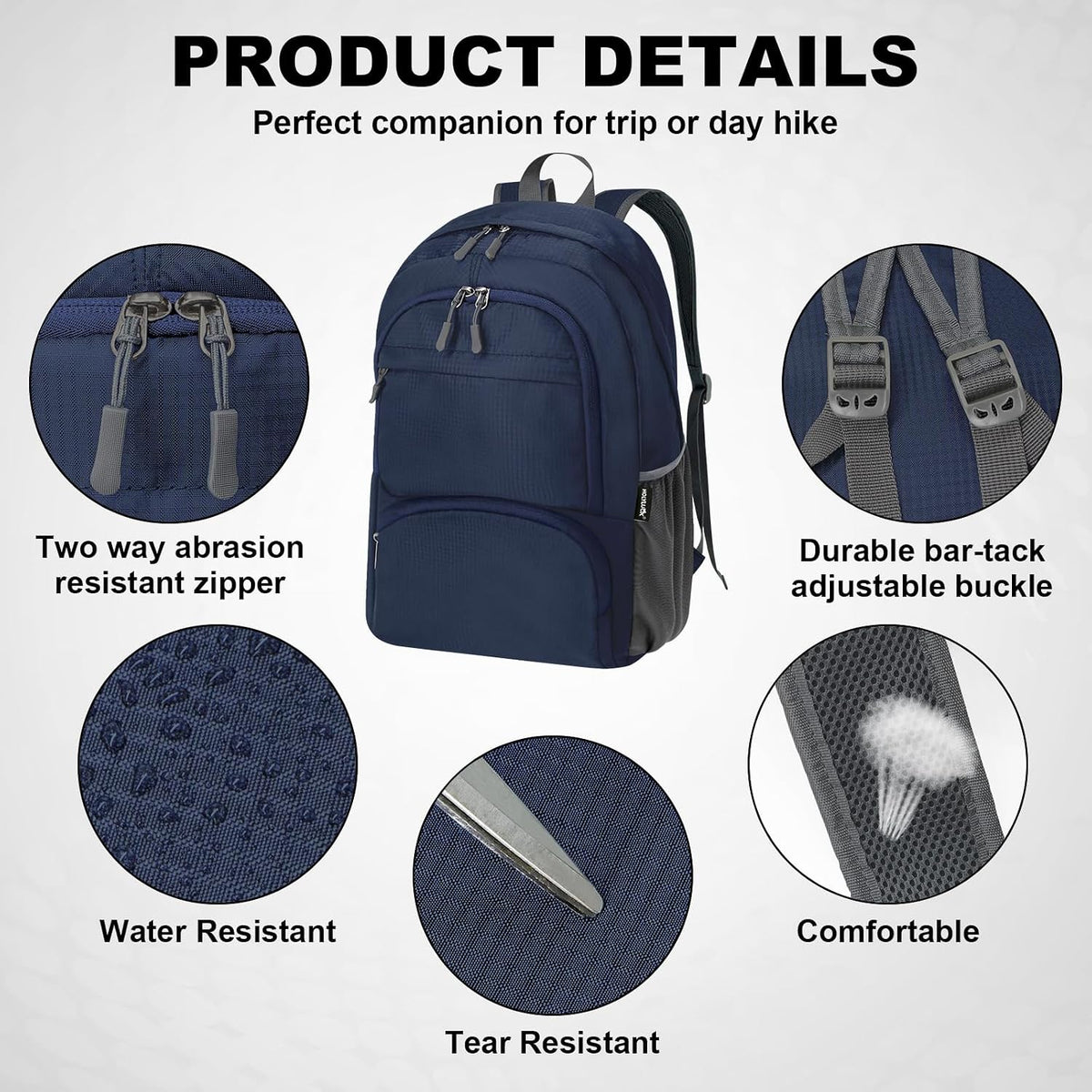 HOLYLUCK 20L lightweight packable Hiking Daypack Foldable Backpack for Men Women Small Travel Outdoor Foldable Shoulder Bag