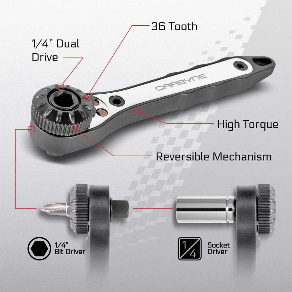 Carbyne 17-Piece Right Angle Mini Ratchet Wrench Screwdriver Set
