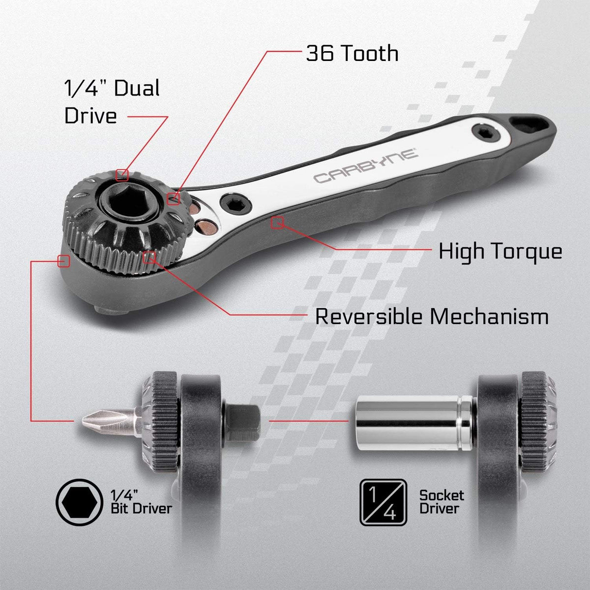 Carbyne 17-Piece Right Angle Mini Ratchet Wrench Screwdriver Set