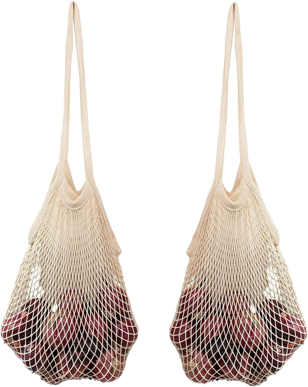 Cotton Mesh Onion Storage Bags - 100% Cotton, Reusable, and Washable Mesh Grocery Bags for Storing Garlic and Root Vegetables