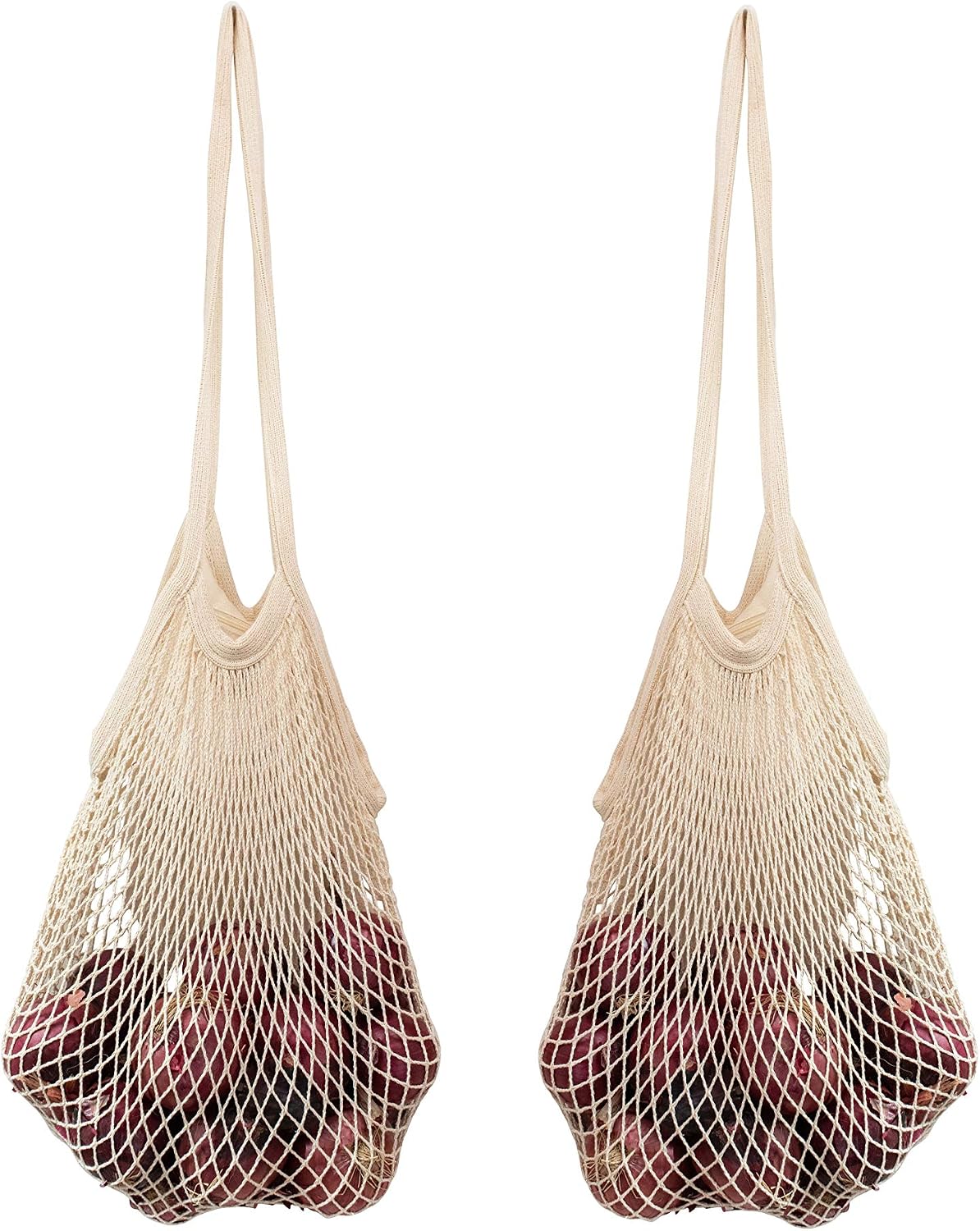 Cotton Mesh Onion Storage Bags - 100% Cotton, Reusable, and Washable Mesh Grocery Bags for Storing Garlic and Root Vegetables