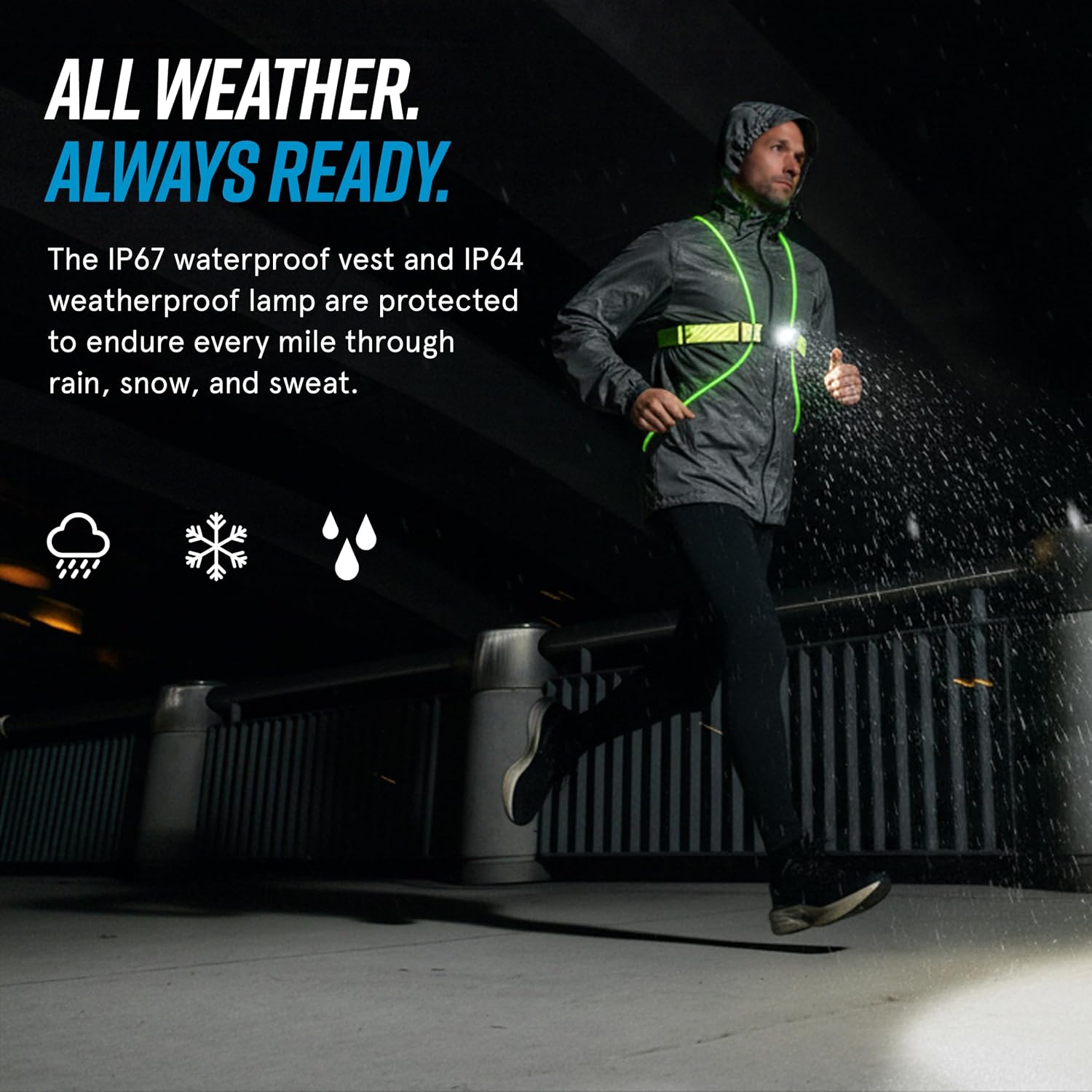 noxgear Tracer2 Multicolor Light Up and Reflective Running Vest | Rechargeable, Ultra-bright Running Lights for Runners