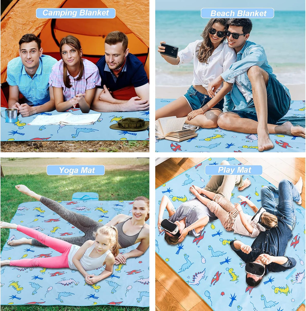 Large Picnic Blanket Waterproof Sand Free Beach Mat Foldable Picnic Mat Sandproof Beach Blanket Extra Large Grass Concert Blanket for Sporting Events, Family Picnic, Camping, Travel, Park