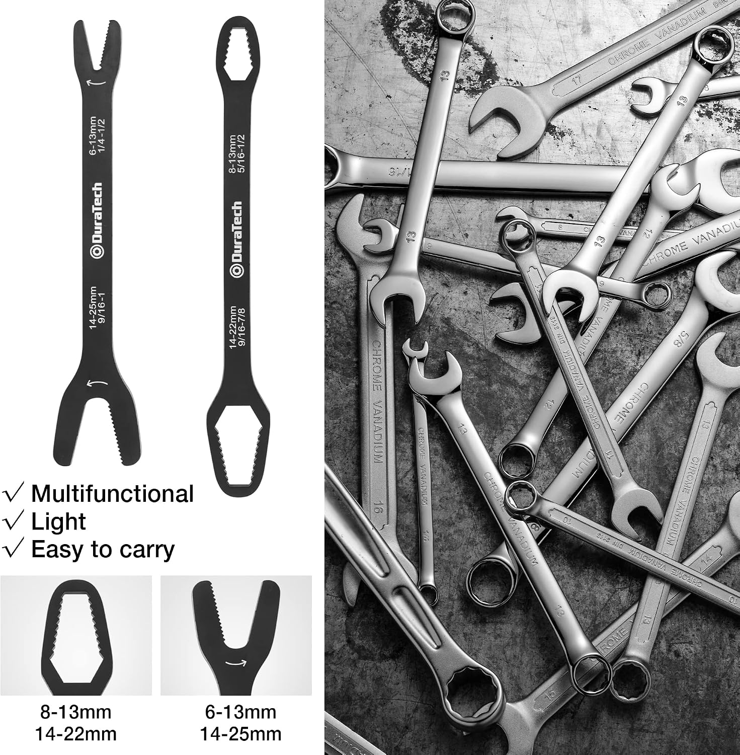 DURATECH Universal Wrench Set, SAE & Metric, 1/4”-1”& 6 mm-25 mm